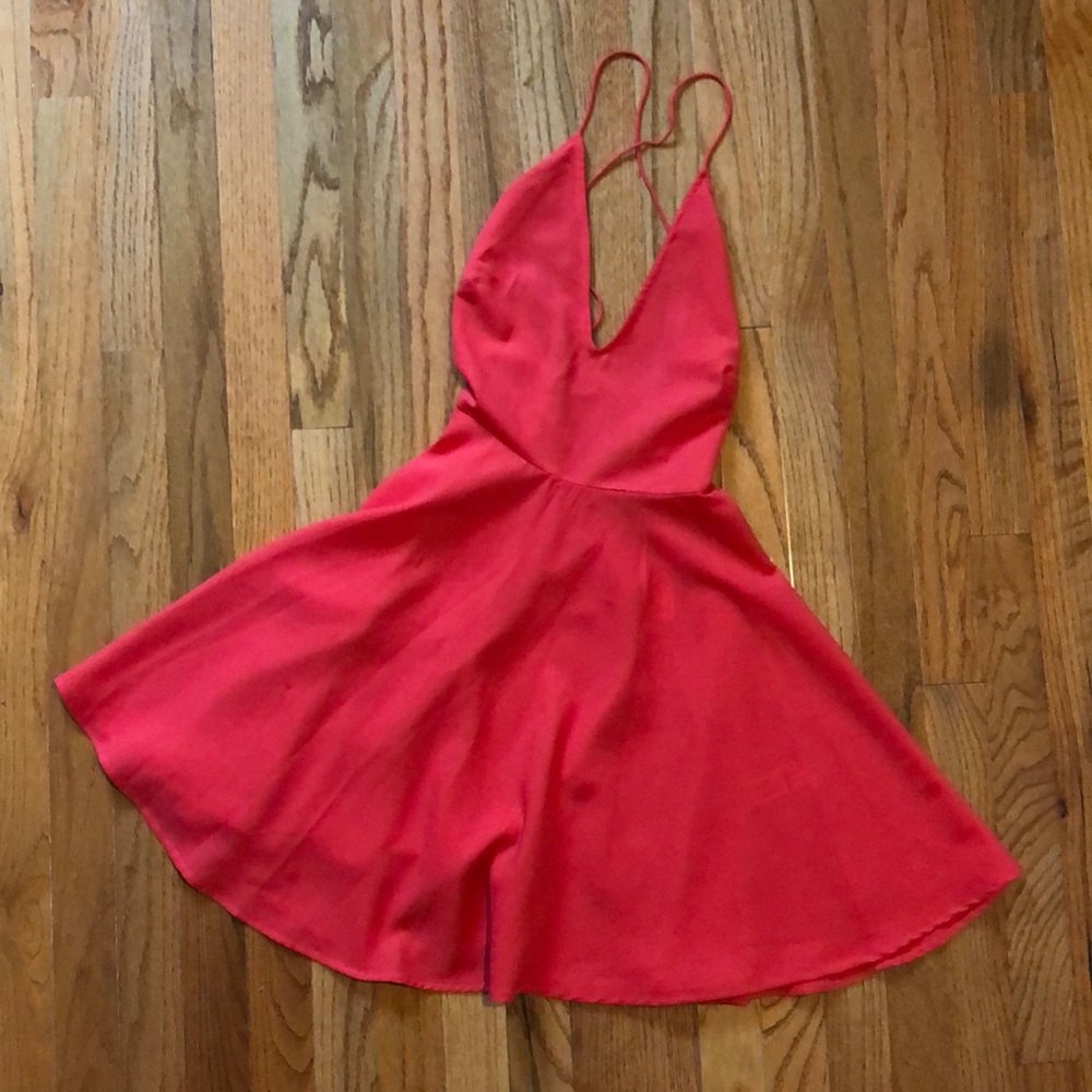 ASOS Holiday Strappy Back Red A Line Dress